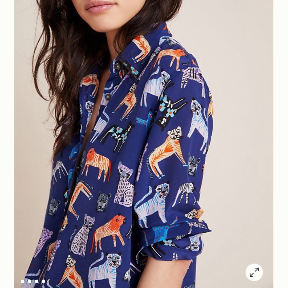 Anthropologie Carolyn Gavin Mariposa Silk Blouse - Picture 2 of 8